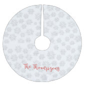 Elegant Winter Zilver Sneeuwvlok Wit Patroon Kerstboom Rok (Voorkant)