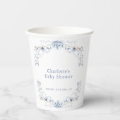 Elegant Winterblauw Wilflower Bloemen Baby shower Papieren Bekers (Voorkant)