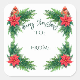 Elegant wintergroen vierkante sticker