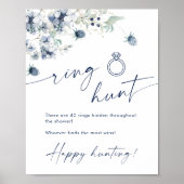 Elegant winterstoffig blauw gebladerte Vrijgezelle Poster (Voorkant)