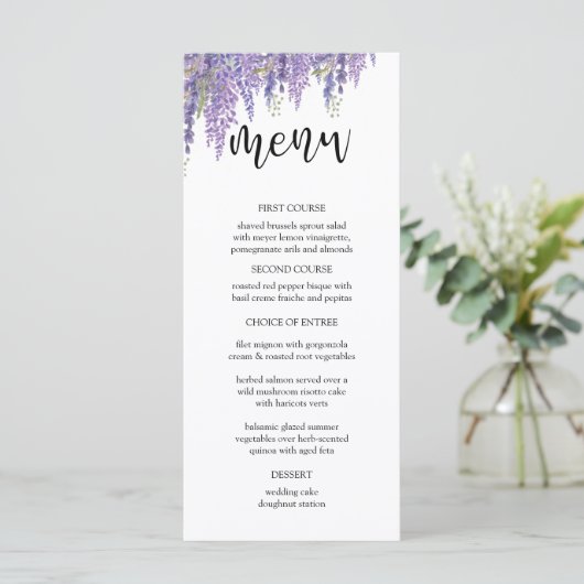 Elegant Wisteria arbre Mariage Menu (Debout devant)