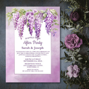 Elegant Wisteria Bloemrijke Trouwfeest After Party Kaart