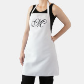 Elegant wit aangepaste script monogram initiaal schort (Insitu)
