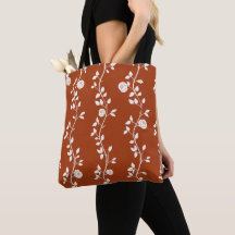 Elegant Wit Blad Wigpatroon Terracotta