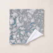 Elegant Wit Blauw Marmer Bad Handdoek (Wasdoekje)