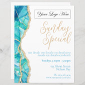 Elegant Wit Blauw Restaurant Speciaal Poster (Voorkant / Achterkant)