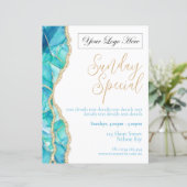 Elegant Wit Blauw Restaurant Speciaal Poster (Staand voorkant)