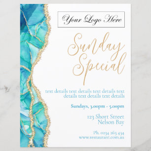 Elegant Wit Blauw Restaurant Speciaal Poster