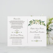 Elegant Wit Blociend Bloem Bruiloftsprogramma (Staand voorkant)