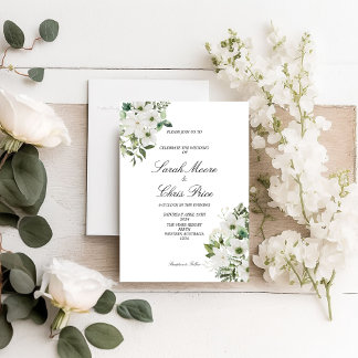 Elegant Wit Bloem Wit Huwelijk Save The Date