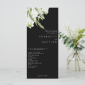 Elegant wit bloemen B/W bruiloft programma (Staand voorkant)