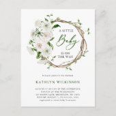Elegant wit bloemengroen Eenvoudig Baby shower Uitnodiging Briefkaart (Voorkant)