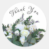 Elegant wit bloemig lavendelgroen ronde sticker (Voorkant)