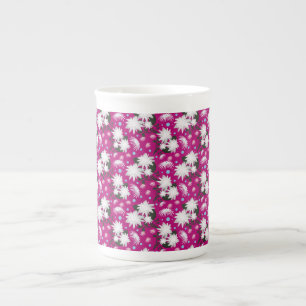 Elegant wit bloemmotief botanisch ontwerp porselein kop