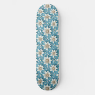 Elegant wit bloemmotief en parels skateboard