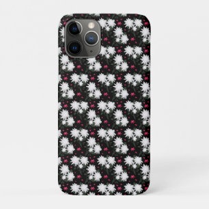 Elegant wit bloemmotief op zwarte achtergrond iPhone 11 pro hoesje