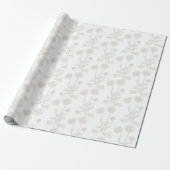 Elegant Wit Blom Botanisch Patroon Cadeaupapier (Uitgerold)