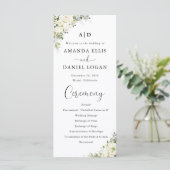 Elegant Wit Blommetjes Huwelijksprogramma Programma (Staand voorkant)