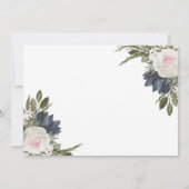 Elegant Wit | Blue Floral bruiloft uitnodiging (Achterkant)