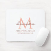 Elegant Wit Blush Roze Modern Monogram Naam Muismat (Met muis)