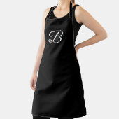 Elegant Wit Custom Monogram op Solid Black Schort (Insitu)
