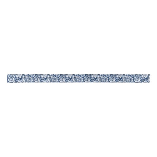 Elegant wit  damast op navy bl achtergrond lint (Voorkant)