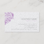 Elegant wit damast Paarse  kant Visitekaartje (Achterkant)