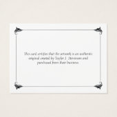 Elegant  wit echtheidscertificaat visitekaartje (Achterkant)