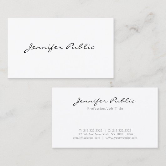 Elegant Wit Eenvoudige Sjabloon Minimalistisch Mod Visitekaartje (Voorkant / Achterkant)