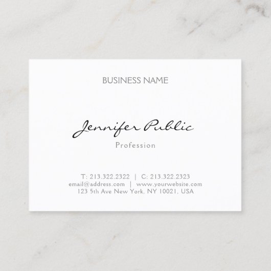 Elegant Wit Eenvoudige Sjabloon Modern Minimalist Visitekaartje (Achterkant)