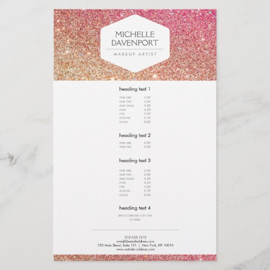 ELEGANT WIT EMBLEEM BRONS/ROZE OMBRE GLITTER FLYER (Voorkant)