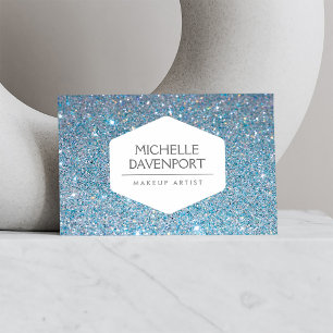 ELEGANT WIT EMBLEEM OP BLAUWE GLITTER ACHTERGROND VISITEKAARTJE