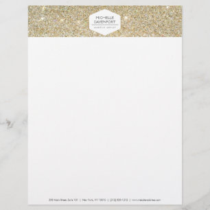 ELEGANT WIT EMBLEEM OP GOUDEN GLITTER Letterhead Persoonlijk Briefhoofd