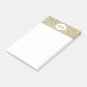 ELEGANT WIT EMBLEEM OP GOUDEN GLITTER POST-IT® NOTES (Schuin)