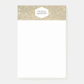 ELEGANT WIT EMBLEEM OP GOUDEN GLITTER POST-IT® NOTES (Voorkant)