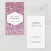 ELEGANT WIT EMBLEEM OP ROZE GLITTER ACHTERGROND II VISITEKAARTJE (Voorkant / Achterkant)