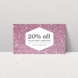 ELEGANT WIT EMBLEEM OP ROZE GLITTER Coupon Kaart