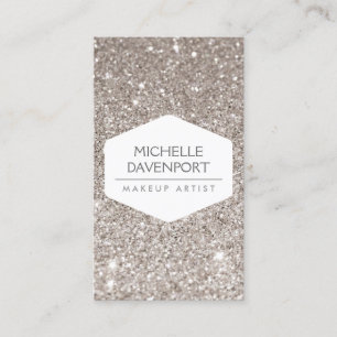 ELEGANT WIT EMBLEEM OP ZILVEREN GLITTER II VISITEKAARTJE