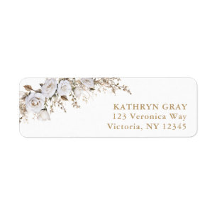 Elegant Wit en Beige Boho Rozen Retouradres Etiket