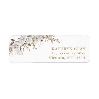 Elegant Wit en Beige Boho Rozen Retouradres Etiket