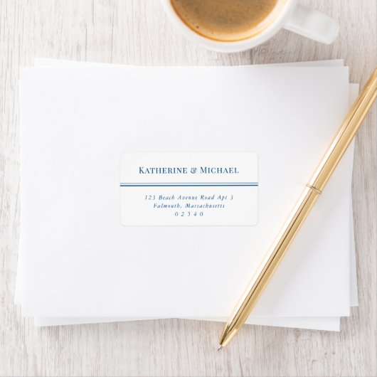 Elegant Wit en Blauw Groot RSVP-Adres Etiket (Insitu)