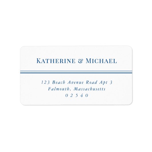 Elegant Wit en Blauw Groot RSVP-Adres Etiket (Voorkant)