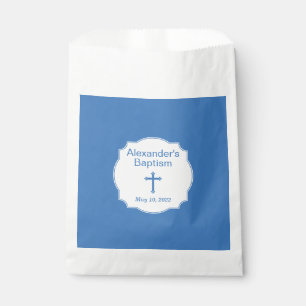Elegant Wit en Blauw Kruis Doopsel Bedankzakje