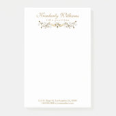 Elegant wit en goud bloemenkant post-it® notes (Voorkant)