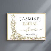 Elegant Wit en Goud Blush Gown Vrijgezellenfeest Poster