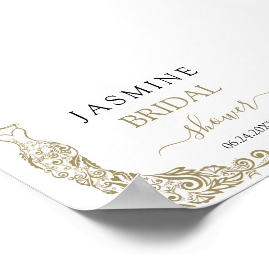 Elegant Wit en Goud Blush Gown Vrijgezellenfeest Poster (Hoek)