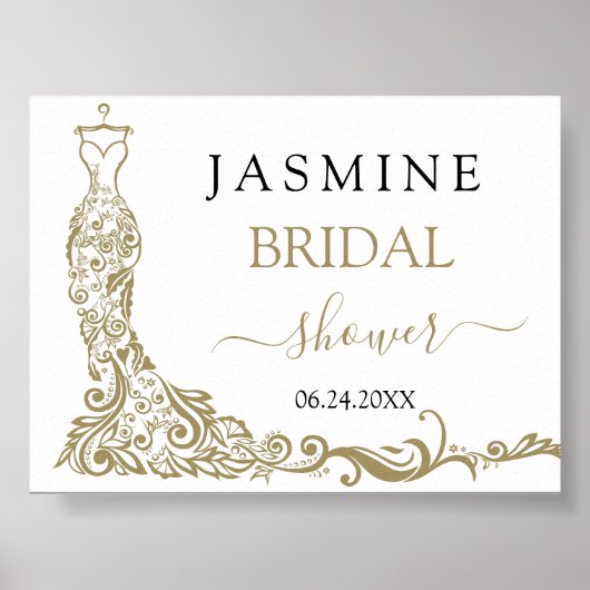 Elegant Wit en Goud Blush Gown Vrijgezellenfeest Poster (Voorkant)