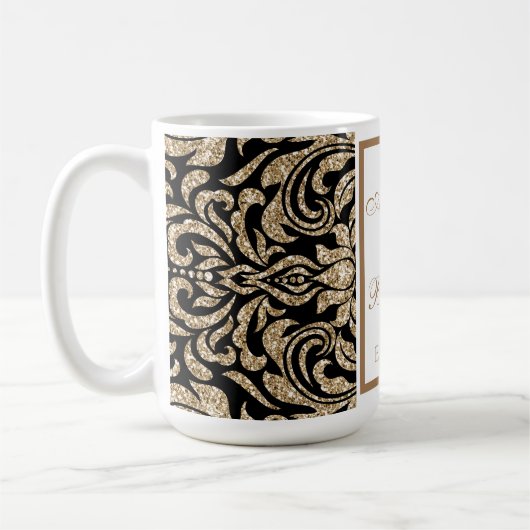 Elegant Wit en Goud Faux Glitter Bruiloft Koffiemok (Links)