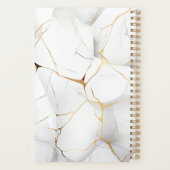 Elegant wit en goud gemarmerd monogram naam planner (Achterkant)