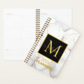 Elegant wit en goud gemarmerd monogram naam planner (Display)